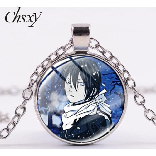 CHSXY Japan Anime Noragami Aragoto Pendant Necklace Yukine Yato Hiyori Figure Art Photo Glass Cabochon Necklaces For Fans Gifts