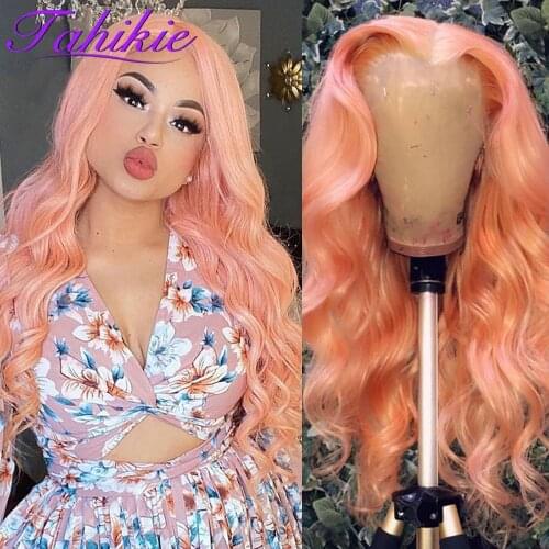 Pink Wig Body Wave Lace Front Wig Transparent Brazilian Wigs For Women Human Hair Body Wave Closure Wig Colored Human Hair Wigs