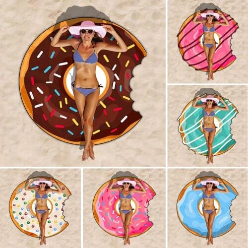 Donut Beach Towel Microfiber Beach Towel Beach Cushion Yoga Mat Sports Towel Round Beach Mat