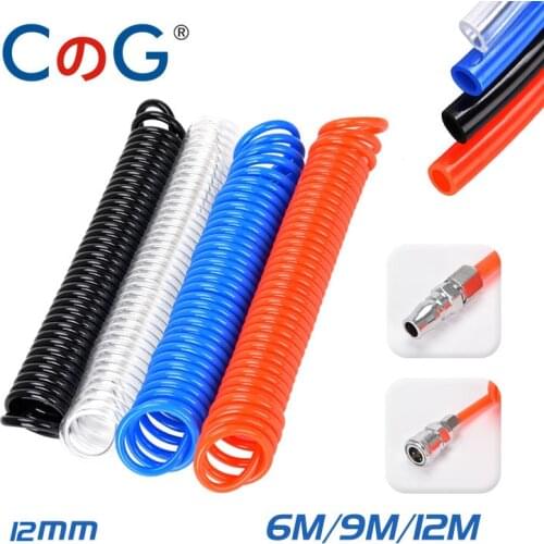 6M 9M 12M Pneumatic Polyurethane Air Compressor Hose Tube High Pressure 12*8mm Telescopic Spiral Pipe Tool