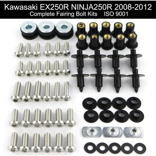 Fit For Kawasaki EX250R 2008 2009 2010 2011 2012 Complete Full Fairing Bolts Kit Fairing Clips Nuts Body Screw Stainless Steel