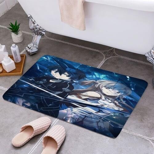 Sword Art Online Kirito Anti-slip Doormat Vacuuming Water Absorbing Kitchen Bedroon Bath Floor Mats Home Entrance Home Decora