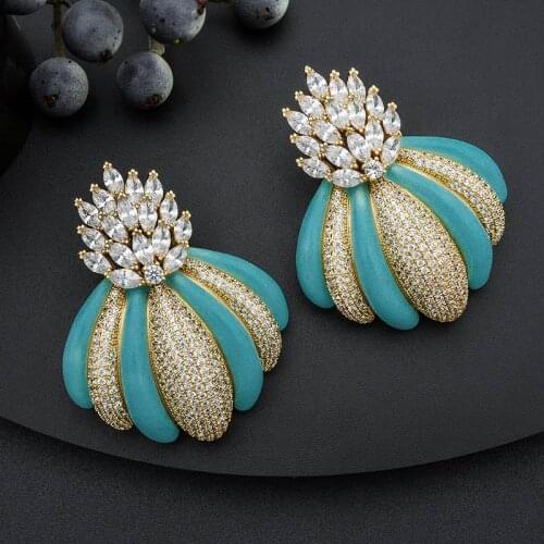 ModemAngel Luxury Brand Luxury Flowers Design Engagement Bracelet Earrings Cubic Zirconia Pave Women Fashion Earrings Jewelry