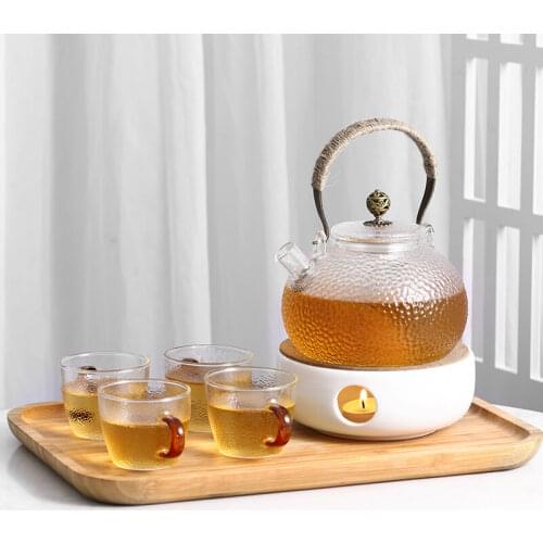 Glass Teapot Household High-temperature Resistant Lifting Beam Pot Heating and Boiling Water Flower Teapot Set Special