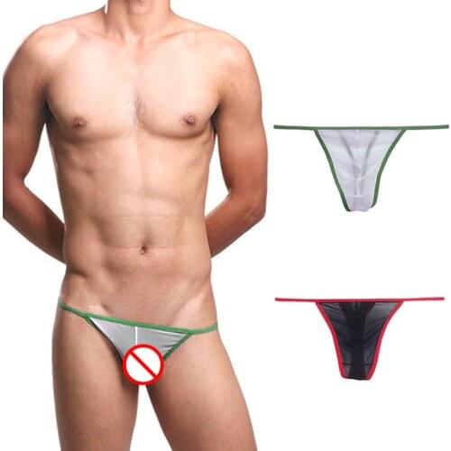 New Mens Sexy Transparent G-string Thong Briefs Bulge Pouch Breathable Panties Perspective Male Bikini See Through Underwear