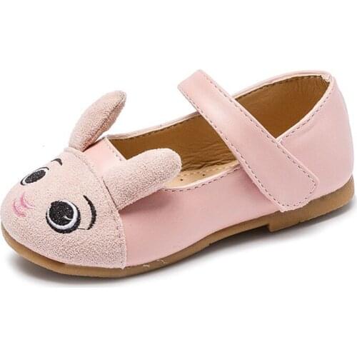 Kids Cute Rabbit Soft Sole Casual Shoes For Spring Girls Princess Non-Slip Flats Children Hook & Loop Shoes Size 21-30
