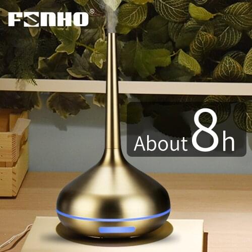 FUNHO Air Humidifier Essential Oil Diffuser Aromatherapy Housing Ultrasonic Humidifier USB Electric Metal Mist Maker LED Light