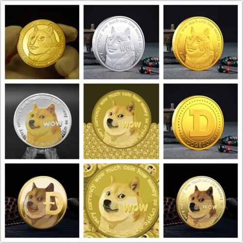 Funny Gold Plated DOGE Dogecoin Akita Commemorative Coins Cute Dog Pattern Dog Year Collection Collectible Commemorative Coin