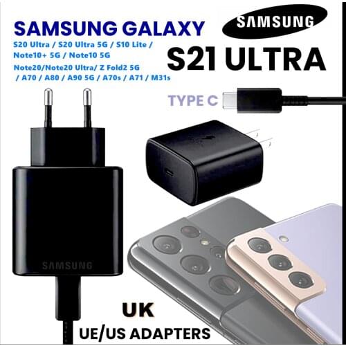 Original Samsung Galaxy S20/S21/ S21+/ S20/S21 Ultra NOTE 10/20 NOTE 20 Ultra Fast Charger 45W PD Adapter Type C wall Charger