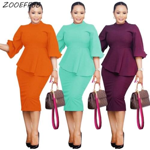 ZOOEFFBB Aesthetic Plus Size Lantern Sleeve Dress Fall 2021 Women Fashion Clothes Sexy Birthday Outfits Office Lady Midi Dresses