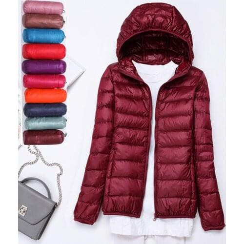 Winter Jacket Women White Duck Feather Parka Hooded Womens Coat Slim Down & Parkas Solid Basic Womens Jacket Long Sleeve Coat