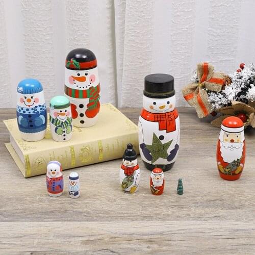 1 set Novelty Russian Nesting Doll Wooden Matryoshka Set Hand Painted Girl Handmade Toys Santa ClausRussian Nesting Dolls Gifts