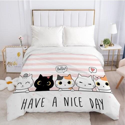 1pc Children Cartoon Duvet cover Quilt/Blanket/Comfortable Case 140x200 Single Size Cute Bedding for child kids baby Cat