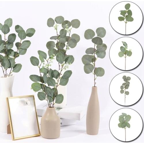 1 Pieces Eucalyptus Leaves Fake Grass Christmas Decorations Vases for Home Wedding Decorative Flowers Wreaths Artificial Plants