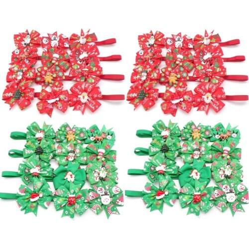 100PC/Lot Pet Dog Grooming Accessories Christmas Dog Bowties Red Green Santa Snowman Pet Dog Bow Ties