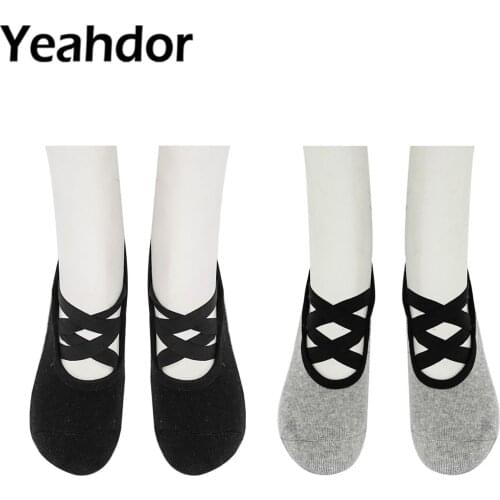 2 Pairs Yoga Pilates Ballet Dancing Sock Silicone Anti Slip Cotton Sports Yoga Cycling Socks for Women Fitness Socks