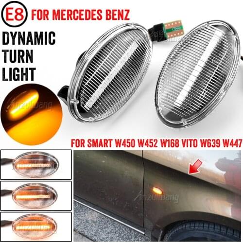 2x Dynamic LED Turn Signal Lights Side Marker Car Accessories for Mercedes-Benz Smart 450 & Benz W639 W168 W447
