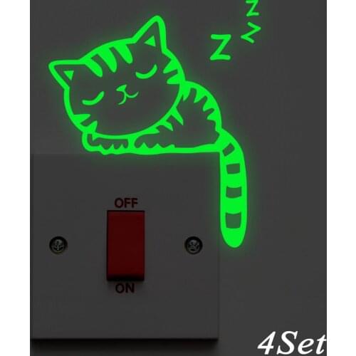 4Set/Lot Toilet Fluorescent Wall Sticker - Bathroom Luminous Sticker - Removable Toilet Sticker Decoration