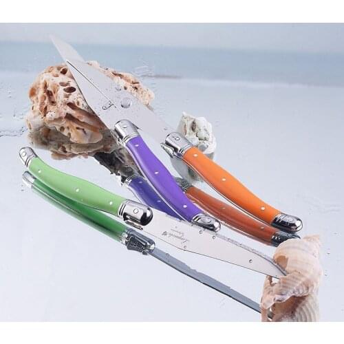 6/8pcs Stainless steel Dinner Knives Set Rainbow Handle Steak Knives set Cutlery Flatware set Kitchen Tool Free shipping