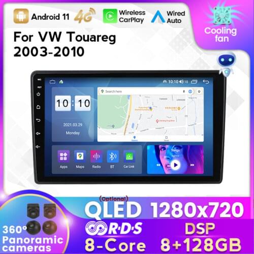 Android 10.0 6+128G Car Stereo Multimedia Player For VW Touareg 2003-2010 GPS Navigation Head Unit 4G WiFi SWC Carplay AUTO