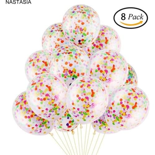 8pcs 12-inch Transparent confetti Latex balloons Wedding & Engagement Baby shower Birthday Party Valentines Day Decorative item