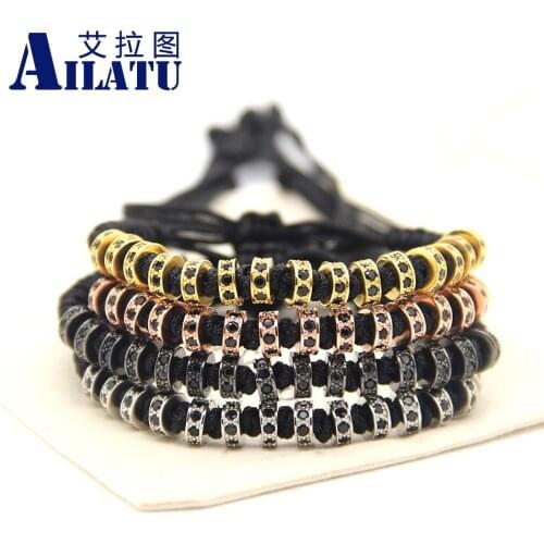 Ailatu New Fashion Men & Girl Jewelry, Weaving Haute Wheel Fastness Cubic Zirconia Braided Macrame Bracelets