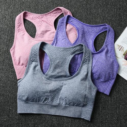 Vital Seamless Sports Bra Women Fitness Cropped Top Padded Yoga Bra Push Up Gym Brassiere Sport Workout Racerback Active Wear