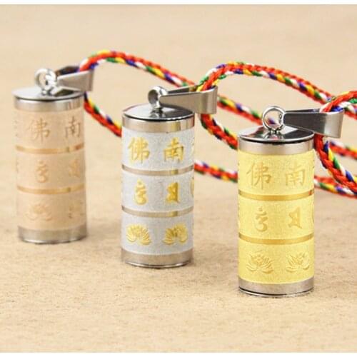 Buddhism Om Mani Padme Hum Prayer Wheel Mantra Rotatable Necklace Cremation jewelry Capsule ash urn holder Keepsake Bottle Z138
