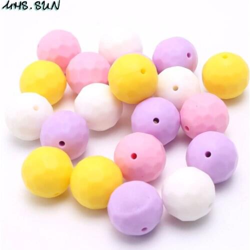 MHS.SUN 50Pcs Loose round baby silicone teether beads 16mm BPA free silicone chewing teething beads for baby mommy