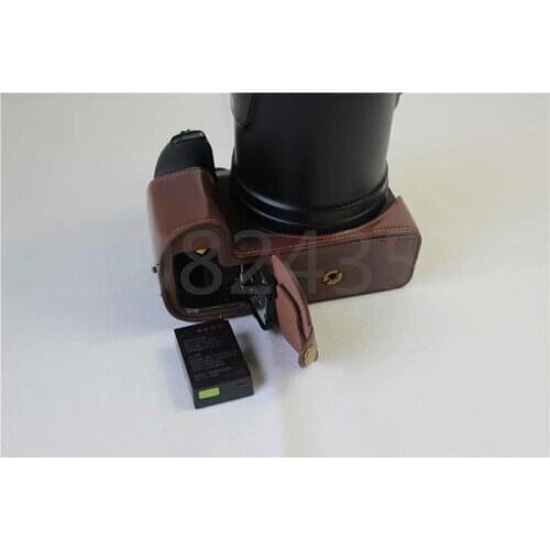 Pu Leather Case Bottom Opening Version Protective Half Body Cover Base For Nikon P1000 Digital Camera