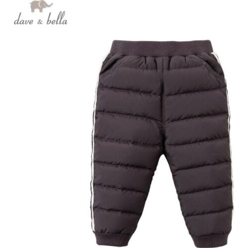 DB15319 dave bella winter baby boys fashion cartoon padded pants children full length kids pants infant toddler trousers