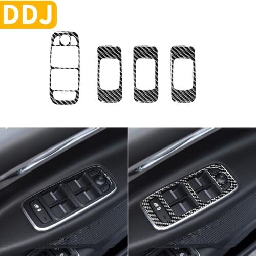 For Jaguar F-PACE XE X761 X760 Interior Carbon Fiber Decorative Accessories Window Lifting Switch Frame Trim Cover Sticker 4pcs