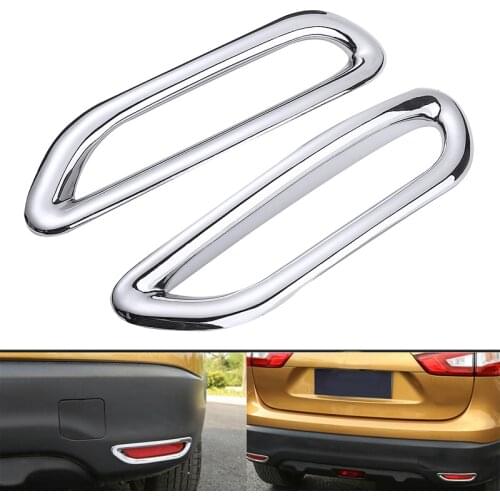 For Nissan J11 2014-2017 2pcs Chrome Car Rear Bumper Fog Light Cover Trim Bumper Light Styling Moulding