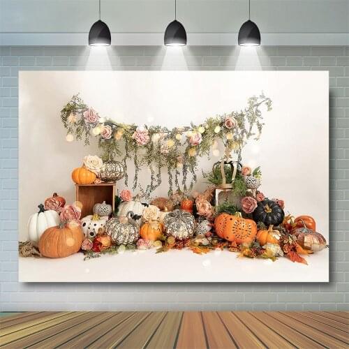 Halloween Pumpkin Photography Backdrop Kids Photocall Festival Banner Child Baby Photostudio Props Cake Smash Decor Background