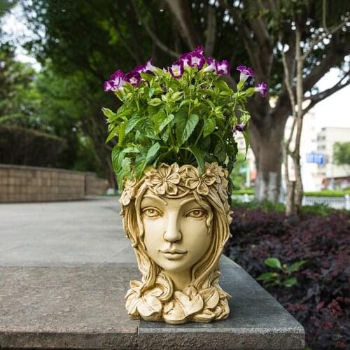 Resin Imitation Character Plant Succulent Flower Pot Creative Resin Goddess Flower Arrangement Home Decoration Resin Crafts