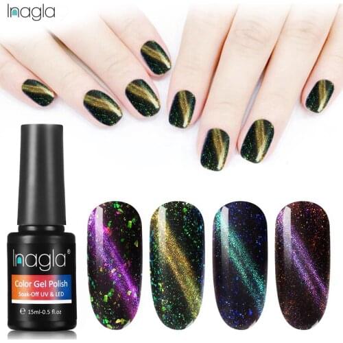 Inagla 15ml Galaxy Cat Eye Series Nail Gel Polish Soak off UV LED Gel Polish Lacquer Varnish Top Base Coat Manicure Art Salon