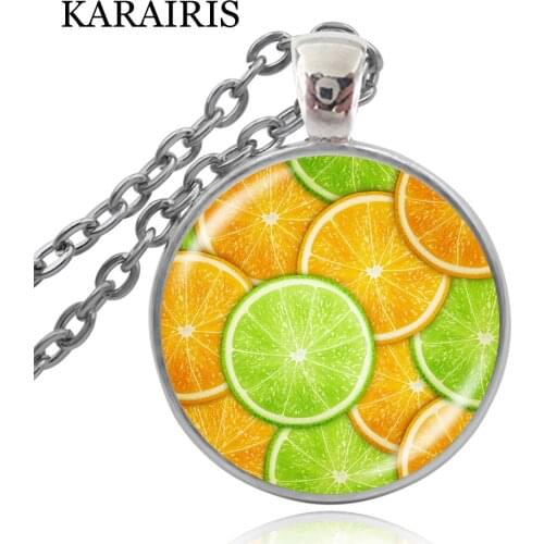 KARAIRIS Charm Fruit Lemon Necklace Lemon Jewelry Glass Dome Cabochon Pendant Necklaces for Women Men Dropshipping