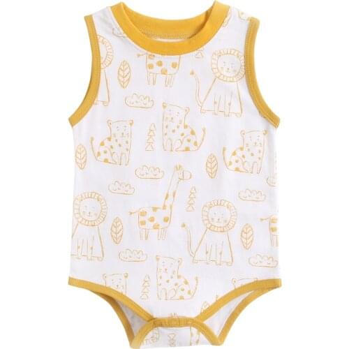 Sanlutoz Fashion Baby Girls Sleeveless Bodysuits Cotton Infants Cartoon Summer Clothing