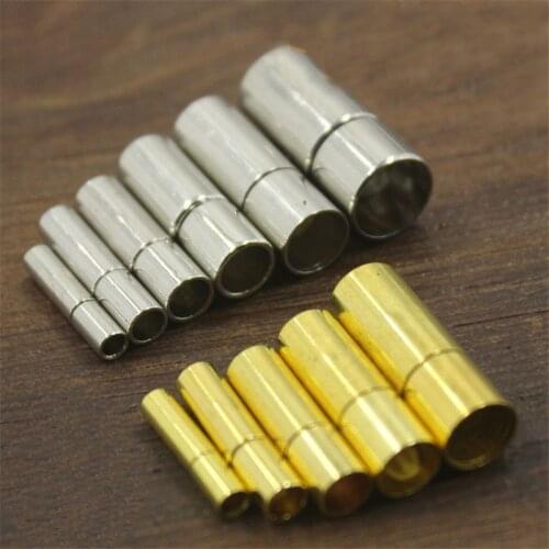 Aclovex 10pcs Copper Metal End Clasps End Caps Fit 2 3 4 5 6 8mm Leather Cord Silver Gold Color Connectors for Jewelry Making