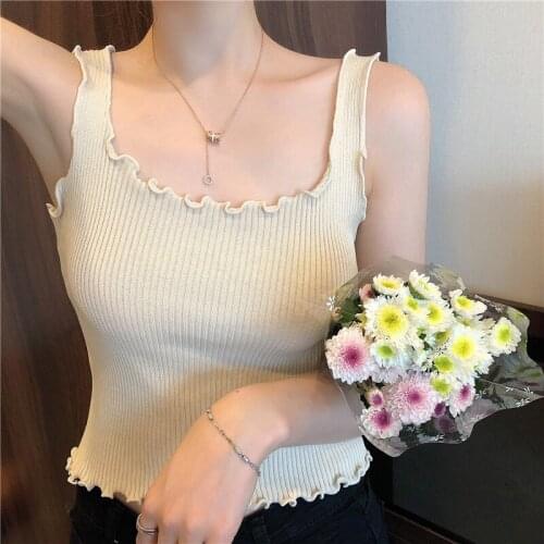 Summer Women Camisoles Solid Backless Tops Sexy Basic Knitting Bottoming Tank Tops