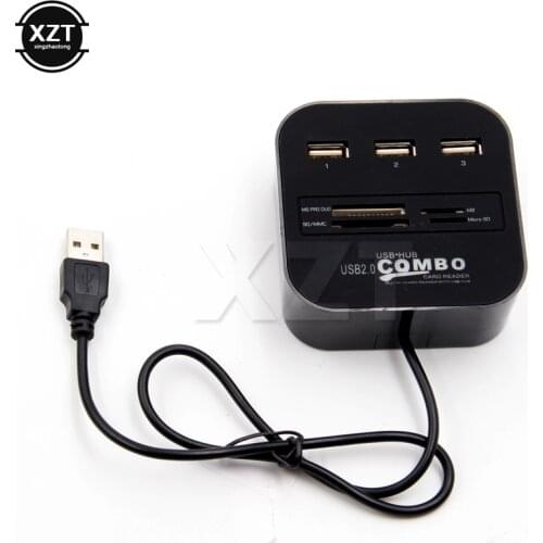 1pcs All in One Multi-card Card Reader with 3 ports USB 2.0 hub Combo for M2 MMC MS SD Low Power high quality
