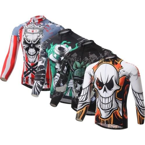 Skull Mens Cycling Jersey Autumn Long Sleeve Bicycle Cycling Clothing Ropa Invierno Ciclismo Mountain Bike Jersey Sport Jackets