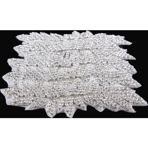 30pcs/lot)Sew On Flower Crystal Rhinestone Appliques Patch Hot Fix Beaded Sequin Trim For Girl Wedding/Bridal Shoes/Dress