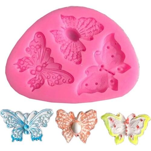New Arrivals 3 Butterflies Silicone Mold DIY Fondant Cake Decorating Tools Chocolate Gumpaste Mold Soft Clay Modeling