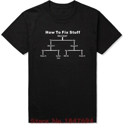 New Summer Style How To Fix Stuff T-shirt Funny gift for him present DIY engineer builder T Shirt Men Short Sleeve Top Tees