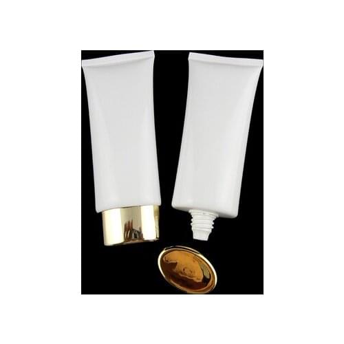 Wholesale100pcs/lot 100ml oval empty soft tube, cosmetic empty tube with gold or silve cap