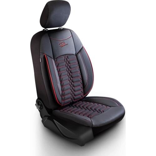 Panda Proline Series Commercial Car Compatible Orthopedic Car Seat Cover Full Set-Red Embroidered Black Caddy-Renault-Citroen