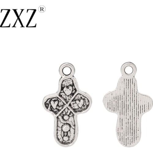 ZXZ 20pcs Tibetan Silver Cross Crucifix Charms Pendants for Jewelry Making Findings 21x12mm