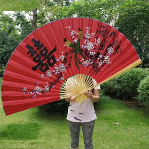 Hanging fan decorative fan Chinese style craft silk cloth fan large folding fan living 3