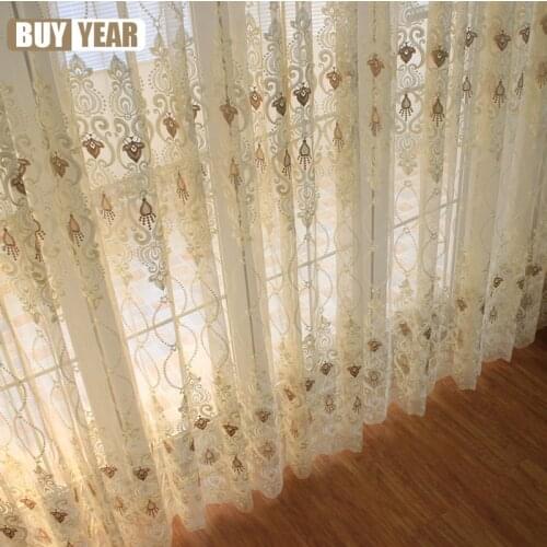 Luxury European Style Embroidered Tulle for Living Room Floor Curtain Bedroom Balcony Embroidered Tulle High-end Customization